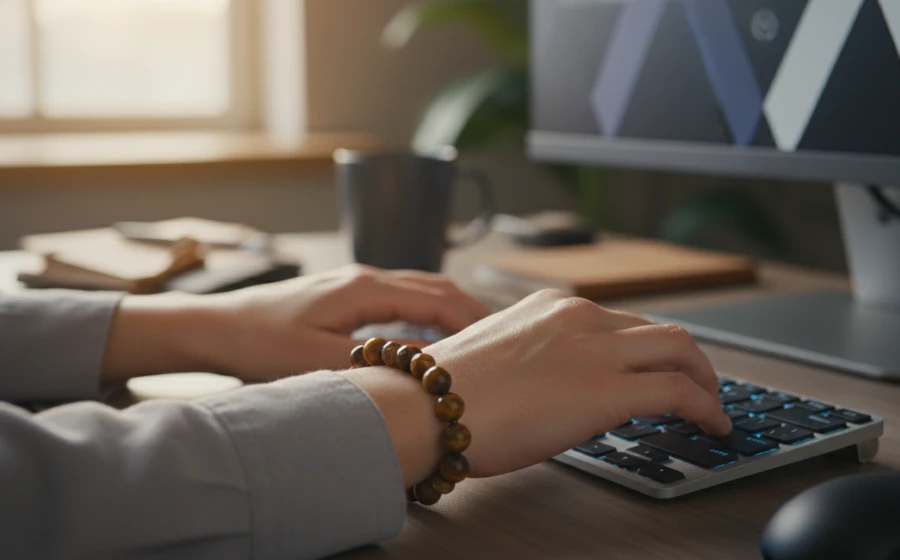 手腕佩戴專注力水晶手鍊