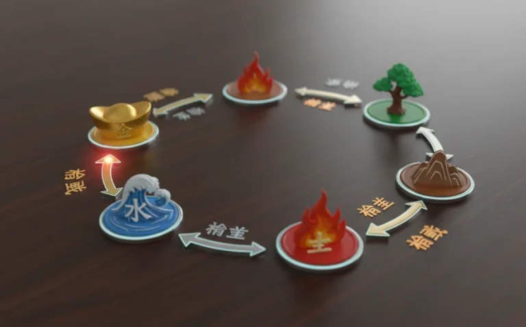 五行生剋圖解，展示金剋木與火剋金的關係
